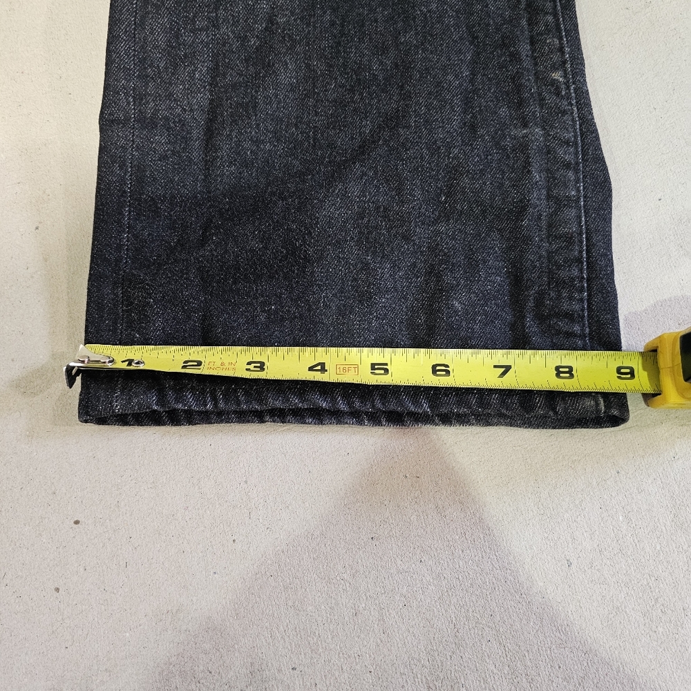 True Religion Straight Leg Jeans Size 32" Inseam 32" Black w/Black Stitch - Picture 11 of 16